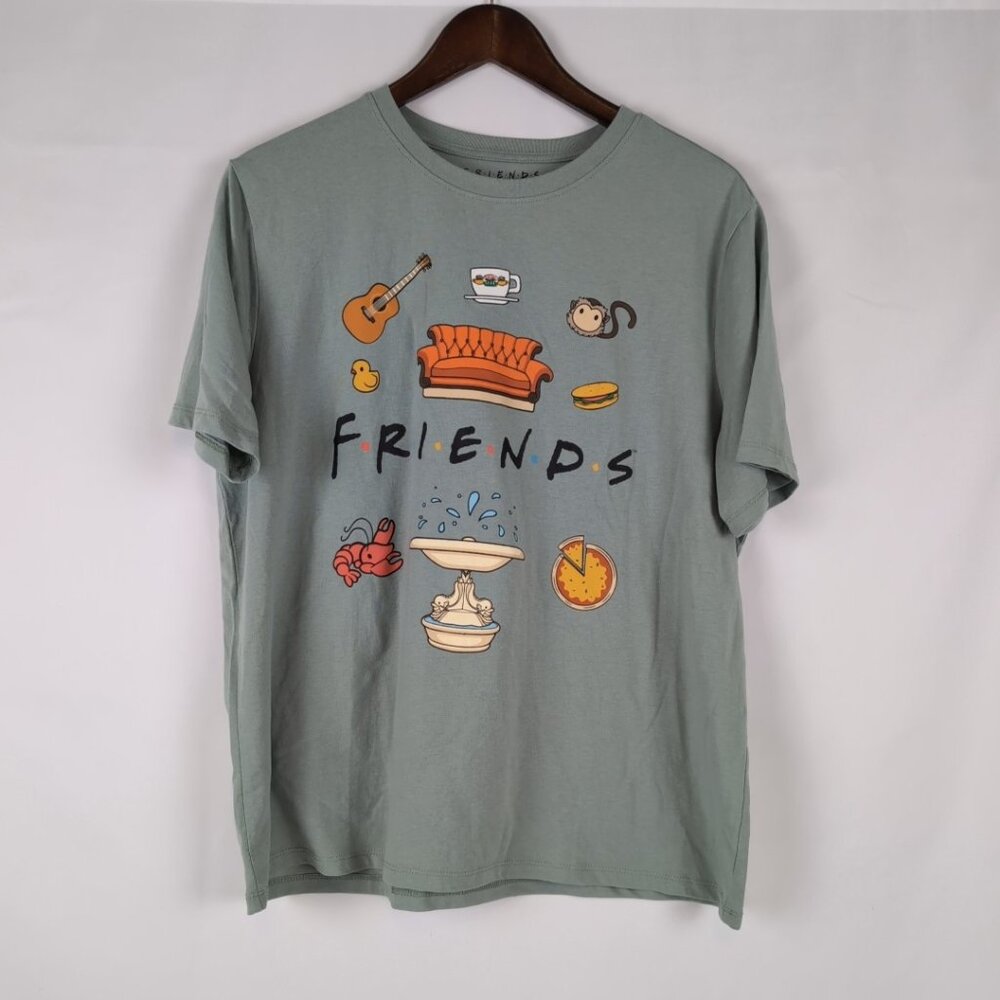 FRIENDS Unisex Green T-Shirt Cute Graphic Print Cartoon, Large